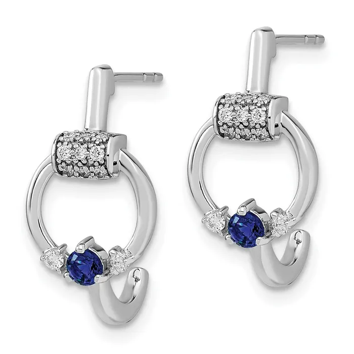 Goldia Earrings Solid 14k White Gold Polished Simulated CZ and Blue Sapphire Circle Jhoop Earrings Goldia Earrings Solid 14k White Gold Polished Simulated CZ and Blue Sapphire Circle Jhoop Earrings