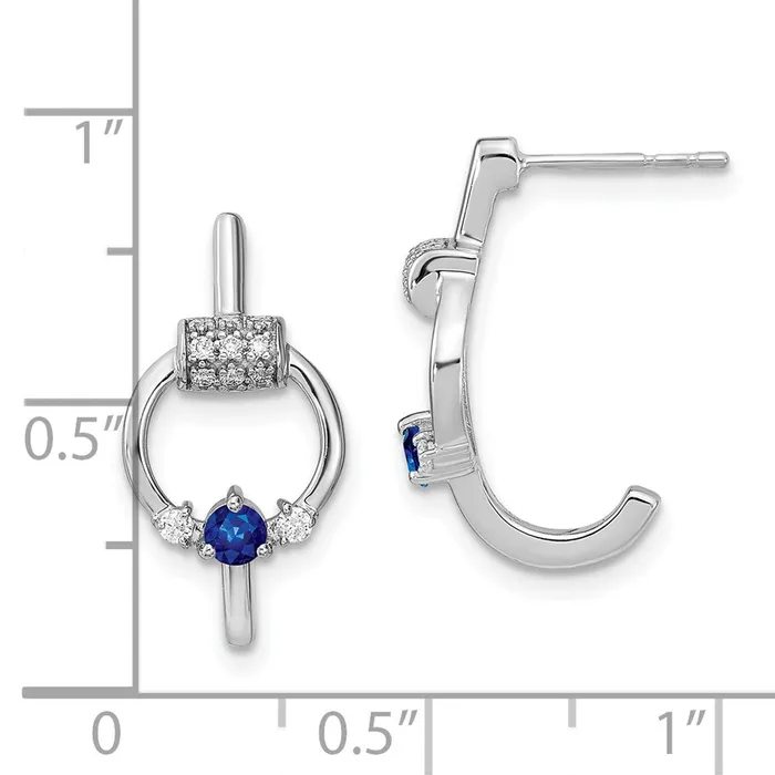 Goldia Earrings Solid 14k White Gold Polished Simulated CZ and Blue Sapphire Circle Jhoop Earrings Goldia Earrings Solid 14k White Gold Polished Simulated CZ and Blue Sapphire Circle Jhoop Earrings