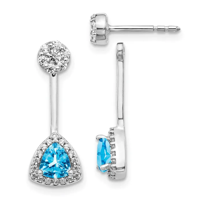 Goldia Earrings Solid 14k White Gold Simulated CZ Blue Topaz Earrings