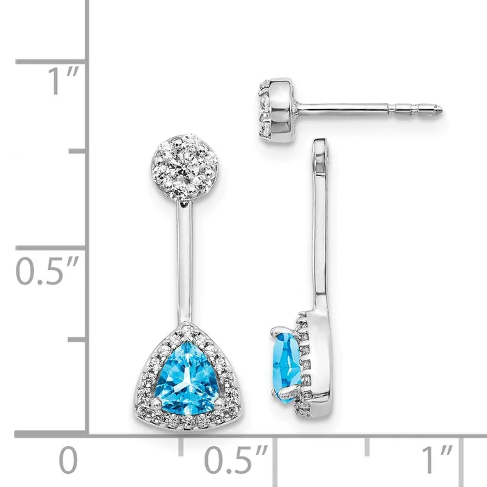 Goldia Earrings Solid 14k White Gold Simulated CZ Blue Topaz Earrings