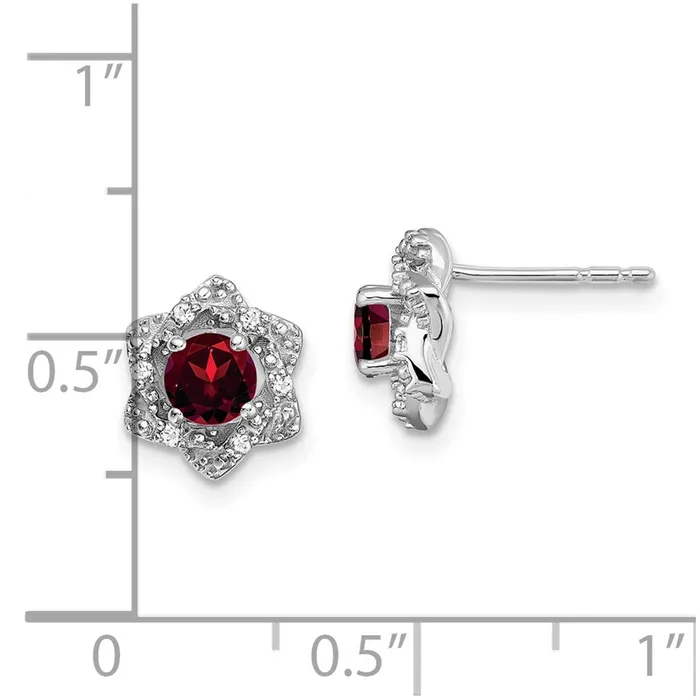 Goldia Earrings Solid 14k White Gold Simulated Garnet and CZ Post Earrings Goldia Earrings Solid 14k White Gold Simulated Garnet and CZ Post Earrings
