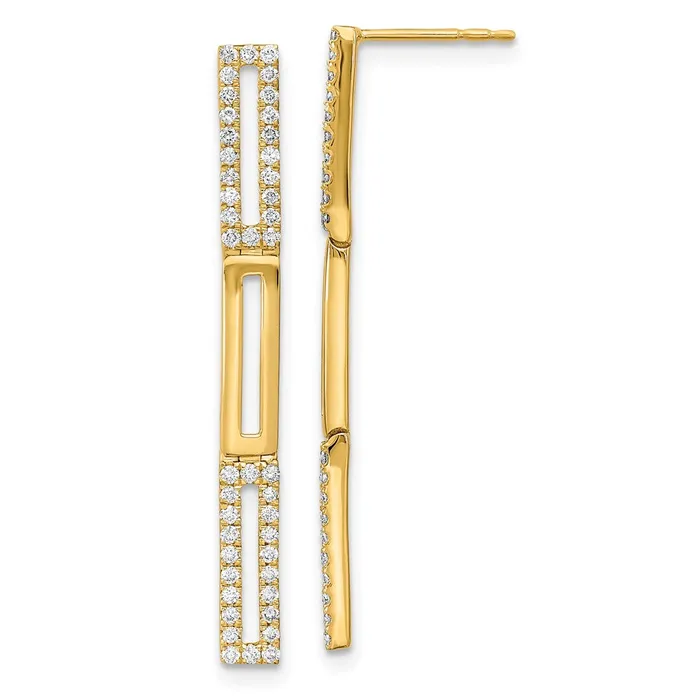 Goldia Earrings Solid 14k Yellow Gold Polished 3 Rectangle LinK Simulated CZ Post Earrings Goldia Earrings Solid 14k Yellow Gold Polished 3 Rectangle LinK Simulated CZ Post Earrings