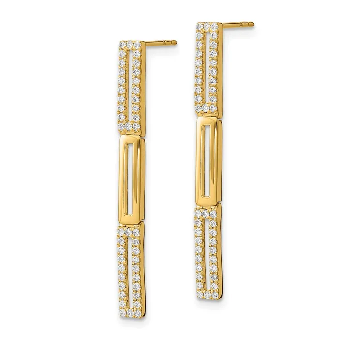 Goldia Earrings Solid 14k Yellow Gold Polished 3 Rectangle LinK Simulated CZ Post Earrings Goldia Earrings Solid 14k Yellow Gold Polished 3 Rectangle LinK Simulated CZ Post Earrings