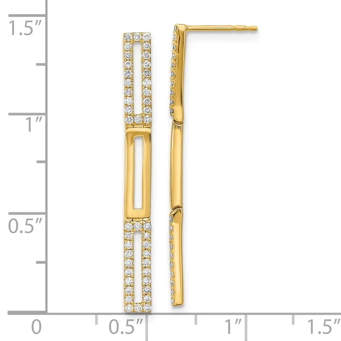 Goldia Earrings Solid 14k Yellow Gold Polished 3 Rectangle LinK Simulated CZ Post Earrings Goldia Earrings Solid 14k Yellow Gold Polished 3 Rectangle LinK Simulated CZ Post Earrings
