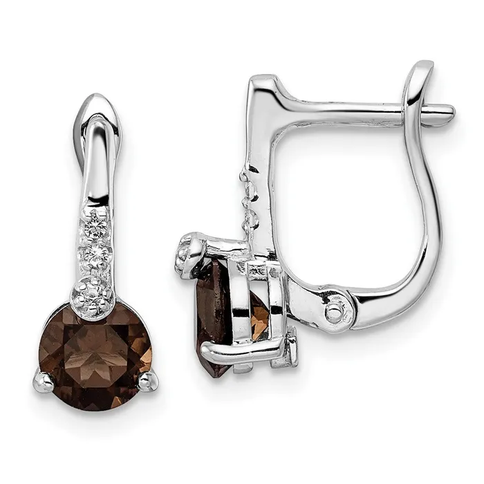 Goldia Earrings SS RHplated 149tw Smoky QuartzWhite Topaz Hinged Earrings