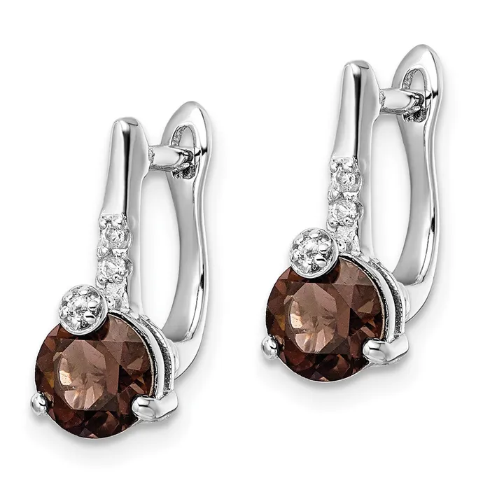Goldia Earrings SS RHplated 149tw Smoky QuartzWhite Topaz Hinged Earrings