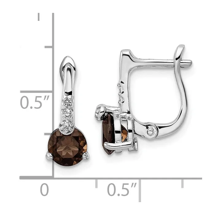Goldia Earrings SS RHplated 149tw Smoky QuartzWhite Topaz Hinged Earrings