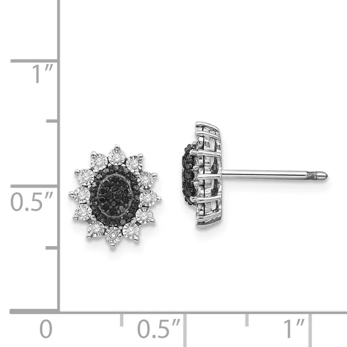 Goldia Earrings Sterling Silver Black and White Diamond Earrings