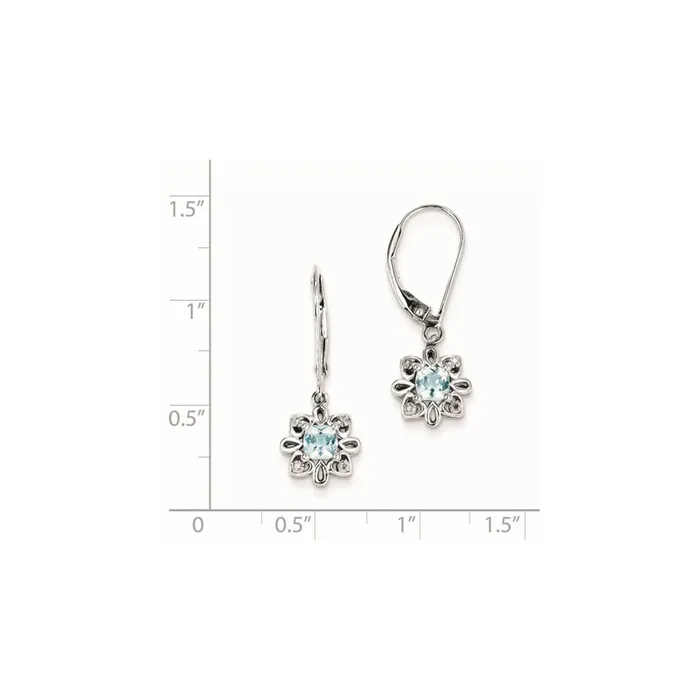 Goldia Earrings Sterling Silver Light Blue Topaz Diamond Earrings