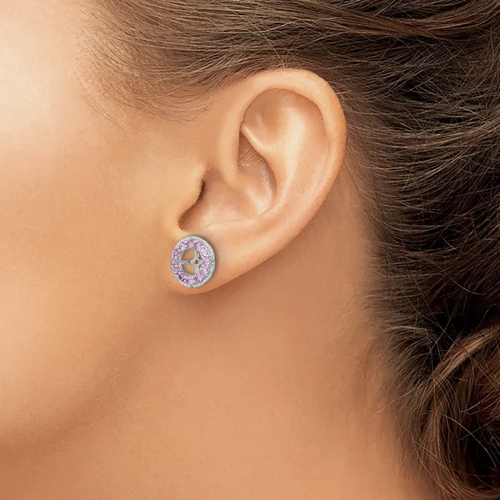 Goldia Earrings Sterling Silver Rhodium Diamond u0026 Created Pink Sapphire Earring Jacket