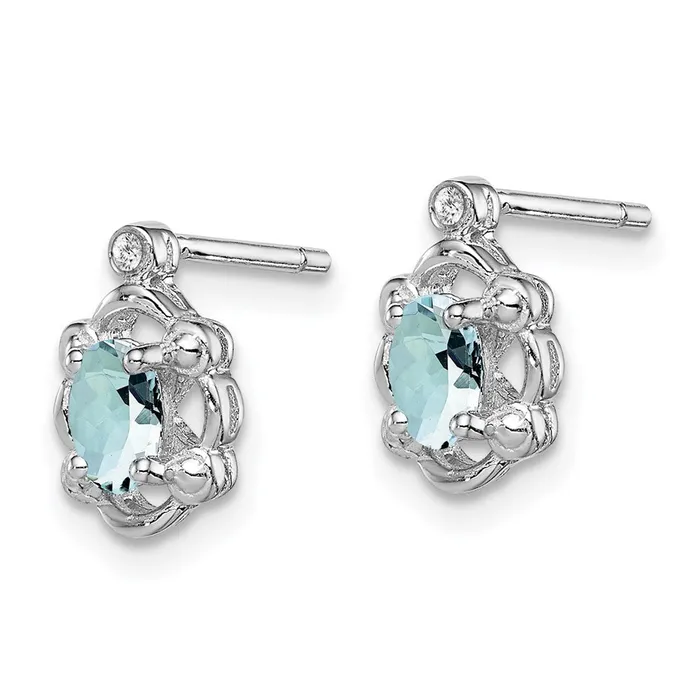Goldia Earrings Sterling Silver Rhodiumplated Aquamarine u0026 Diamond Earrings