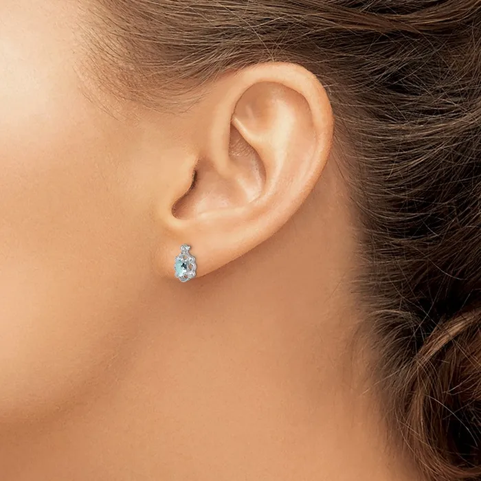 Goldia Earrings Sterling Silver Rhodiumplated Aquamarine u0026 Diamond Earrings