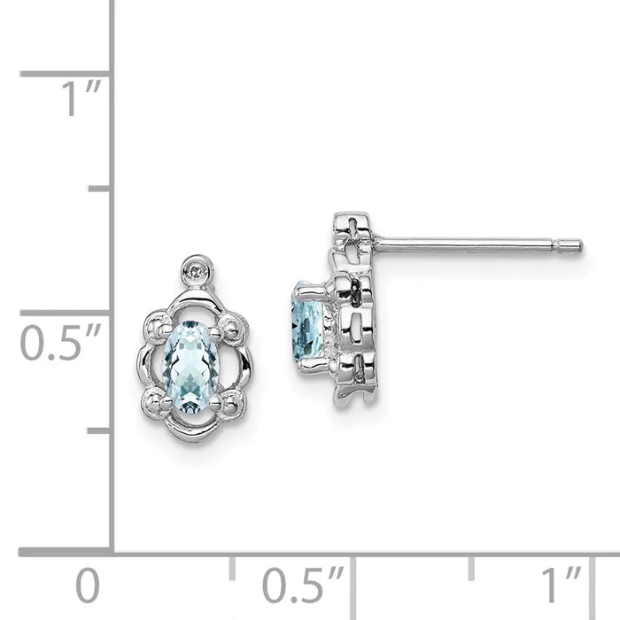 Goldia Earrings Sterling Silver Rhodiumplated Aquamarine u0026 Diamond Earrings