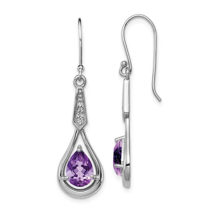 Goldia Earrings Sterling Silver Rhodiumplated CZ and Amethyst Dangle Earrings Goldia Earrings Sterling Silver Rhodiumplated CZ and Amethyst Dangle Earrings