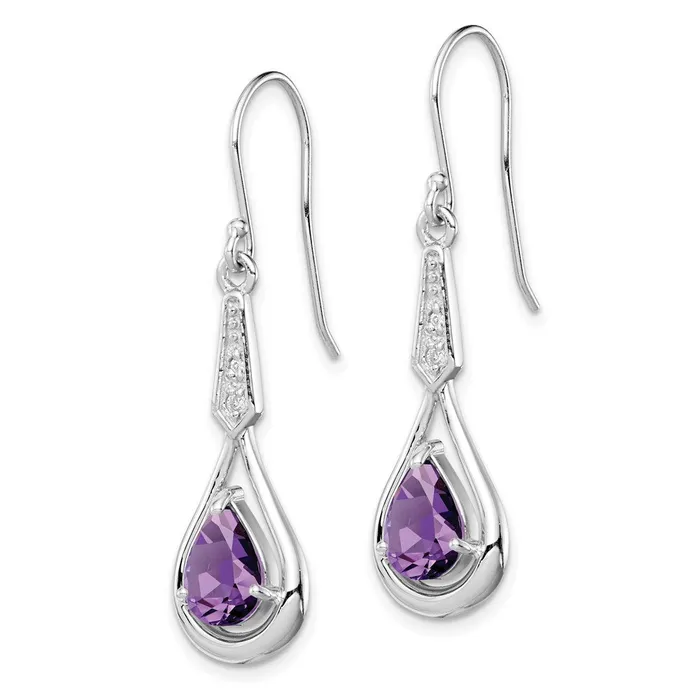 Goldia Earrings Sterling Silver Rhodiumplated CZ and Amethyst Dangle Earrings