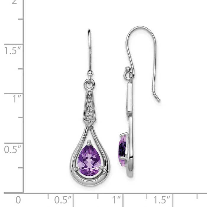 Goldia Earrings Sterling Silver Rhodiumplated CZ and Amethyst Dangle Earrings