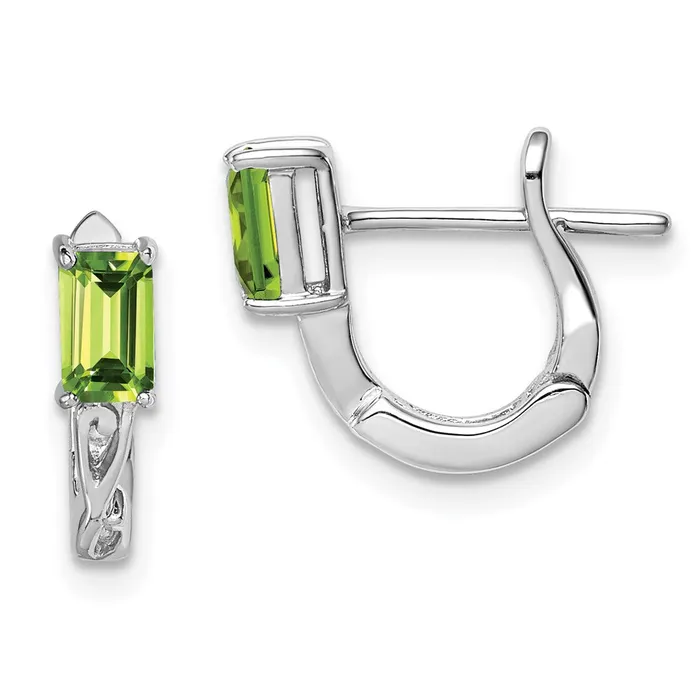 Goldia Earrings Sterling Silver Rhodium Plated Peridot Hinged Hoop Earrings Goldia Earrings Sterling Silver Rhodium Plated Peridot Hinged Hoop Earrings