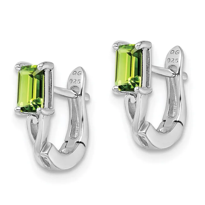 Goldia Earrings Sterling Silver Rhodium Plated Peridot Hinged Hoop Earrings