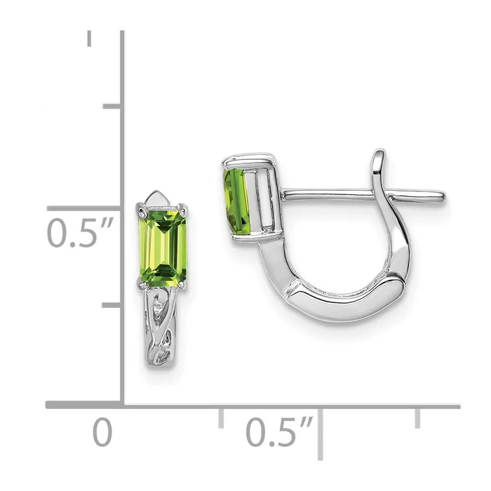 Goldia Earrings Sterling Silver Rhodium Plated Peridot Hinged Hoop Earrings
