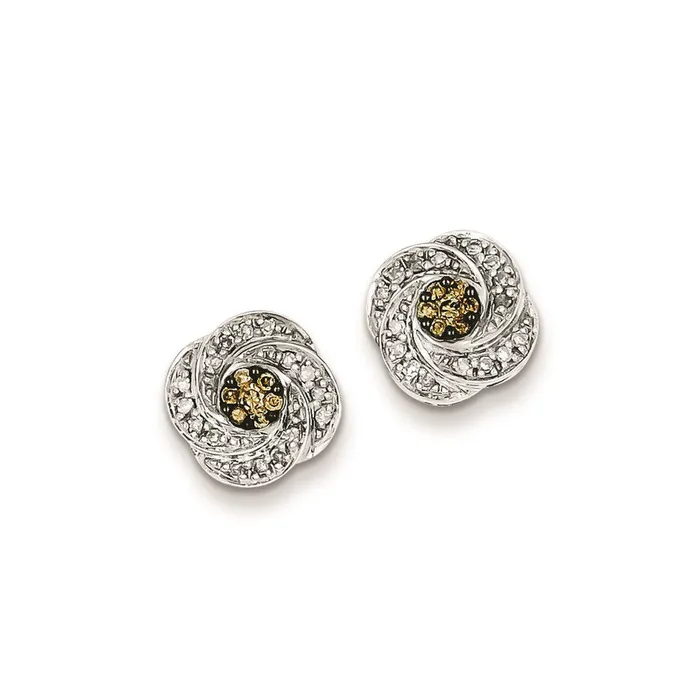 Goldia Earrings Sterling Silver White u0026 Champagne Post Earrings