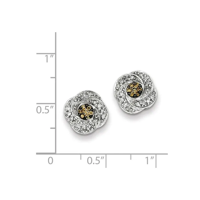 Goldia Earrings Sterling Silver White u0026 Champagne Post Earrings