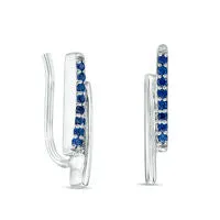 Goldia LabCreated Blue Sapphire Stacked Double Bar Crawler Earrings in Sterling Silver Earrings Goldia LabCreated Blue Sapphire Stacked Double Bar Crawler Earrings in Sterling Silver Earrings