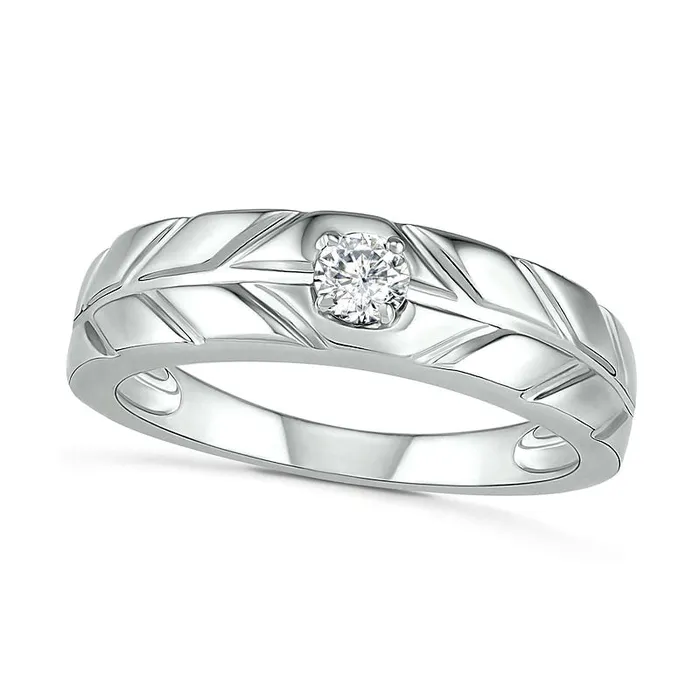Goldia Mens 020 CT Natural Clarity Enhanced Diamond Solitaire Textured Wedding Band in Solid 10K White Gold Rings Goldia Mens 020 CT Natural Clarity Enhanced Diamond Solitaire Textured Wedding Band in Solid 10K White Gold Rings