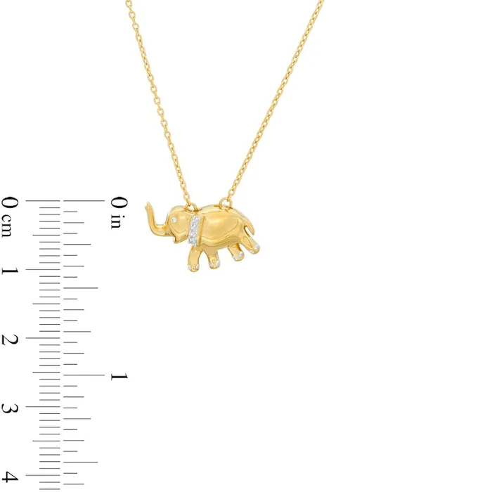 Goldia Natural Diamond Accent Elephant Pendant in Sterling Silver with 14K Gold Plate Necklaces Goldia Natural Diamond Accent Elephant Pendant in Sterling Silver with 14K Gold Plate Necklaces