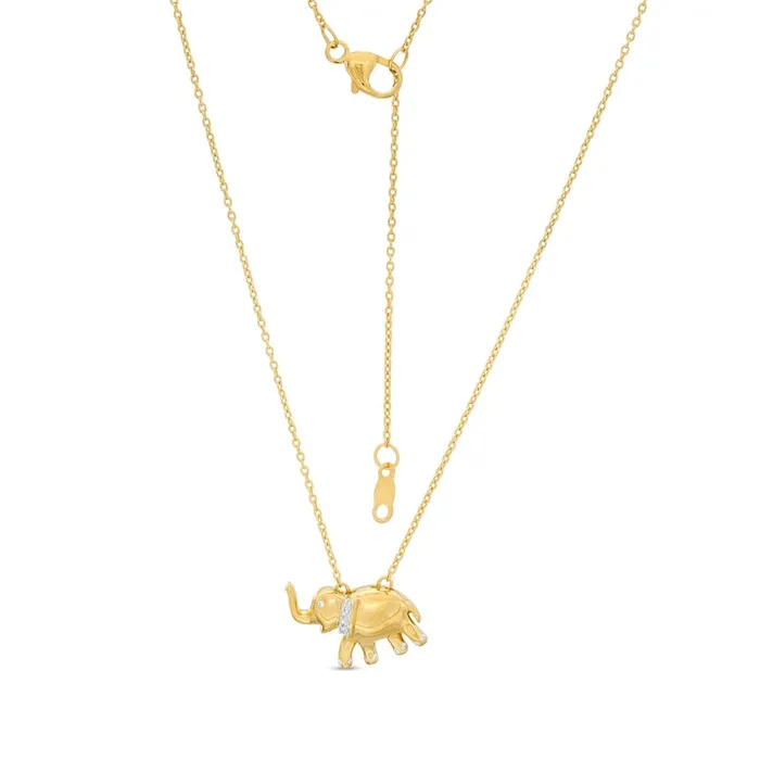 Goldia Natural Diamond Accent Elephant Pendant in Sterling Silver with 14K Gold Plate Necklaces Goldia Natural Diamond Accent Elephant Pendant in Sterling Silver with 14K Gold Plate Necklaces
