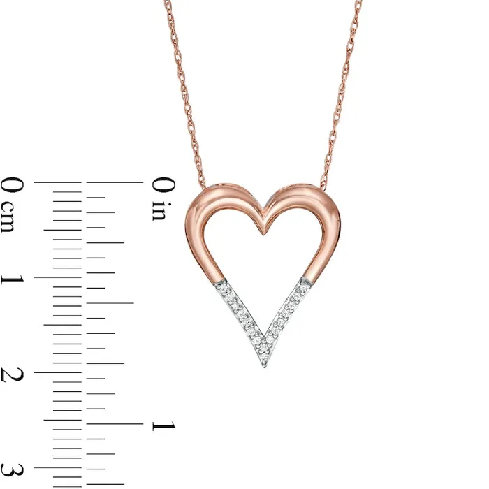 Goldia Necklaces 005 CT TW Natural Diamond Elongated Heart Pendant in 10K Rose Gold Goldia Necklaces 005 CT TW Natural Diamond Elongated Heart Pendant in 10K Rose Gold
