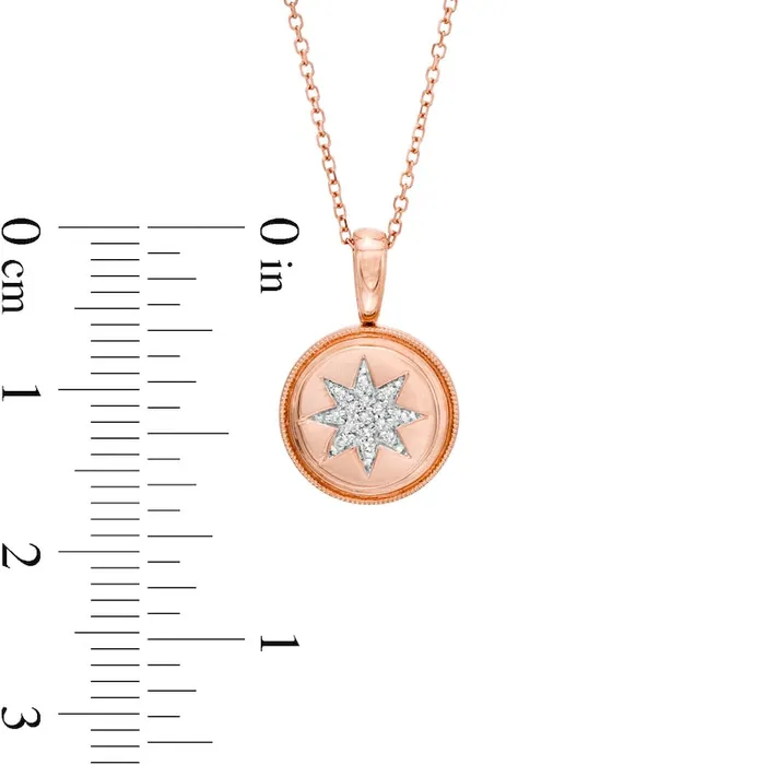 Goldia Necklaces 005 CT TW Natural Diamond Starburst Beaded Disc Frame Pendant in 14K Rose Gold Goldia Necklaces 005 CT TW Natural Diamond Starburst Beaded Disc Frame Pendant in 14K Rose Gold