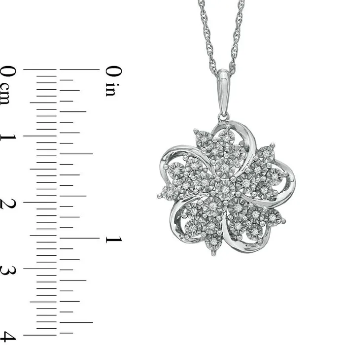 Goldia Necklaces 014 CT TW Natural Diamond Star Flower Pendant in Sterling Silver Goldia Necklaces 014 CT TW Natural Diamond Star Flower Pendant in Sterling Silver