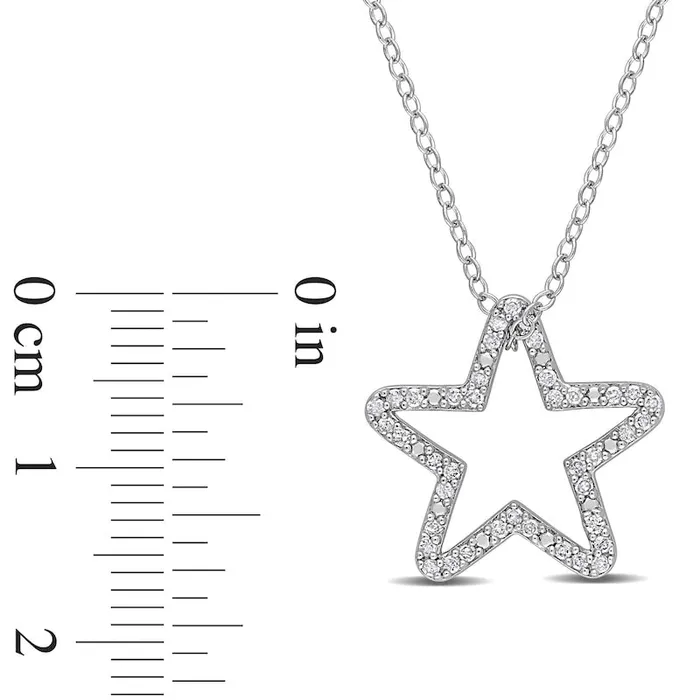 Goldia Necklaces 02 CT TW Natural Diamond Star Outline Pendant in Sterling Silver Goldia Necklaces 02 CT TW Natural Diamond Star Outline Pendant in Sterling Silver