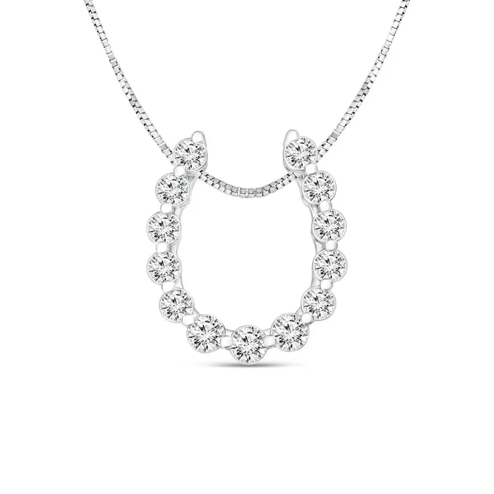 Goldia Necklaces 025 CT TW Natural Diamond Horseshoe Pendant in 10K White Gold Goldia Necklaces 025 CT TW Natural Diamond Horseshoe Pendant in 10K White Gold