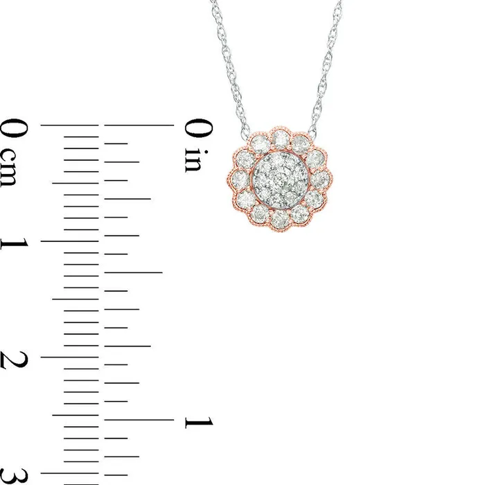 Goldia Necklaces 033 CT TW Composite Natural Diamond Scallop Frame Antique VintageStyle Pendant in 10K TwoTone Gold Goldia Necklaces 033 CT TW Composite Natural Diamond Scallop Frame Antique VintageStyle Pendant in 10K TwoTone Gold
