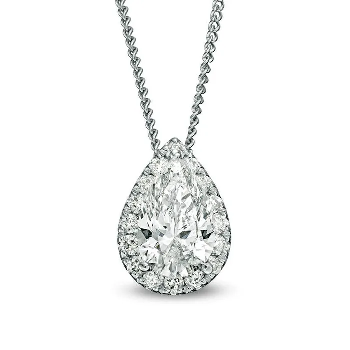 Goldia Necklaces 05 CT TW Certified PearShaped Natural Diamond Frame Pendant in 14K White Gold ISI2 Goldia Necklaces 05 CT TW Certified PearShaped Natural Diamond Frame Pendant in 14K White Gold ISI2