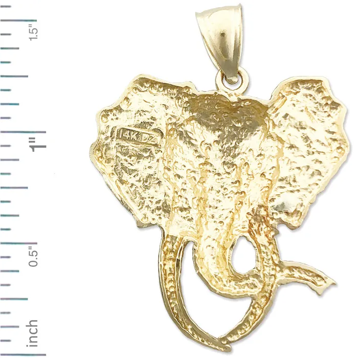 Goldia Necklaces 14K Gold Long Tusk Elephant Head Pendant