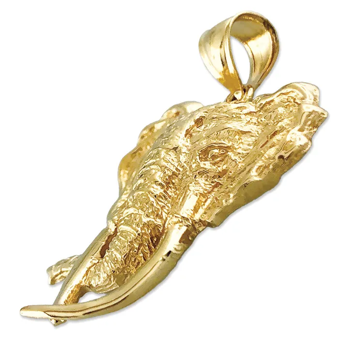 Goldia Necklaces 14K Gold Long Tusk Elephant Head Pendant