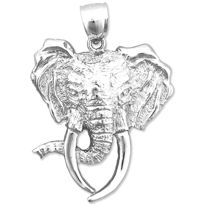 Goldia Necklaces 14K Gold Long Tusk Elephant Head Pendant