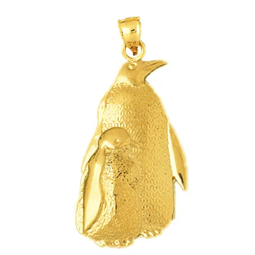 Goldia Necklaces 14K Gold Penguin and Calf Pendant