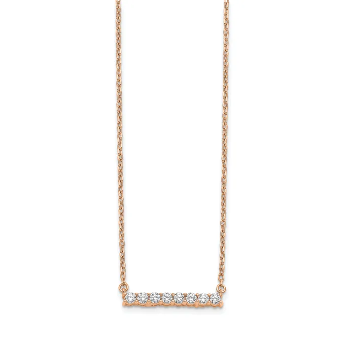 Goldia Necklaces 14k Rose Gold 13 Ct Lab Grown Diamond VSSI G 18 inch Bar Necklace