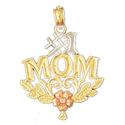 Goldia Necklaces 14K Tri Color Gold 1 Mom Pendant