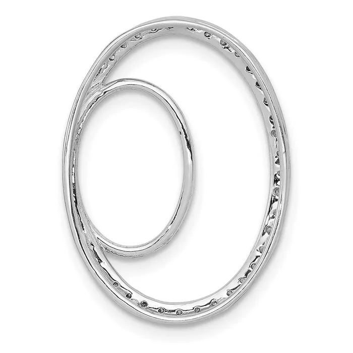 Goldia Necklaces 14k White Gold 14ct Real Diamond Double Oval Chain Slide Pendant
