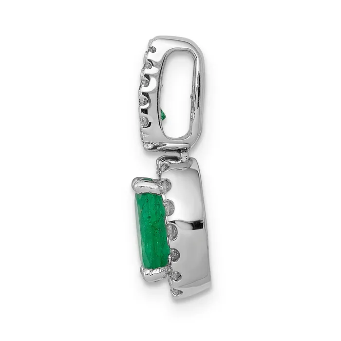 Goldia Necklaces 14k White Gold 15 Ct Lab Grown Diamond VSSI G and Lab Created Emerald Oval Halo Pendant