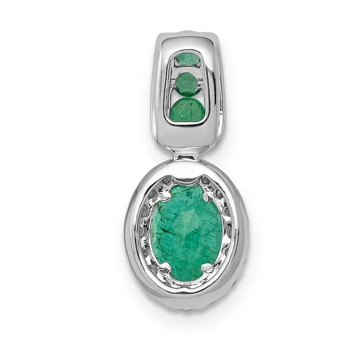 Goldia Necklaces 14k White Gold 15 Ct Lab Grown Diamond VSSI G and Lab Created Emerald Oval Halo Pendant