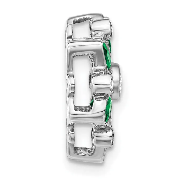 Goldia Necklaces 14k White Gold Emerald and Real Diamond Chain Slide