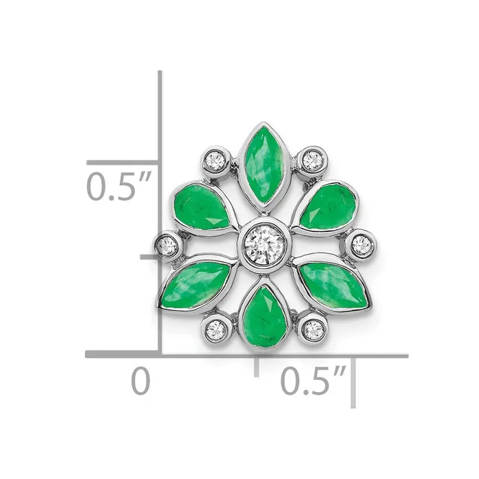 Goldia Necklaces 14k White Gold Emerald and Real Diamond Chain Slide
