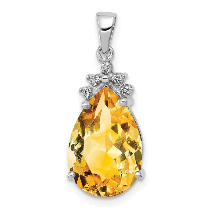 Goldia Necklaces 14k White Gold Pear Citrine u0026 Real Diamond Pendant