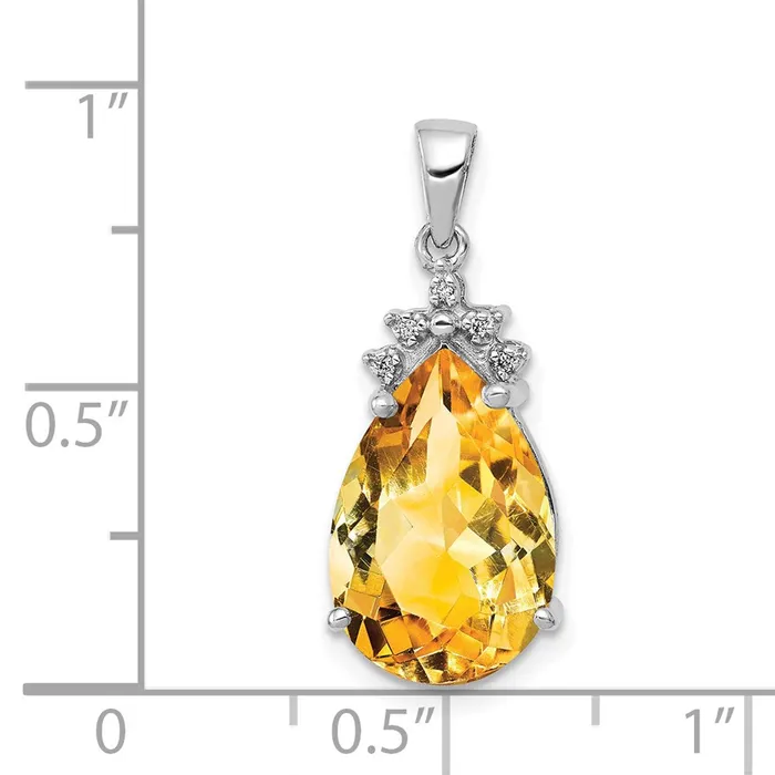Goldia Necklaces 14k White Gold Pear Citrine u0026 Real Diamond Pendant