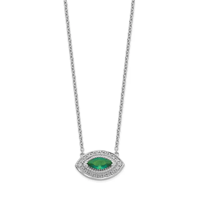 Goldia Necklaces 14k White Gold Real Diamond u0026 Emerald Necklace
